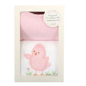 3 Marthas Burp Pad & Bib Gift Set, Pink Chick - BRAND NEW